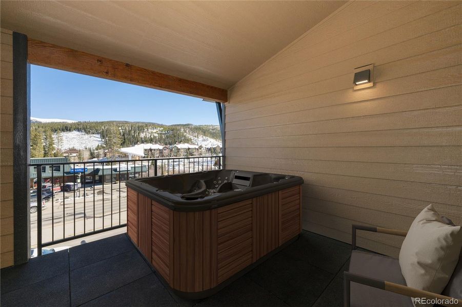 virtually staged, deck is hot tub ready