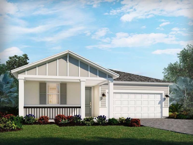 Front exterior of a new home in Brystol at Wylder - Reserve Series, Port St. Lucie, FL, highlighting curb appeal (Image 2).