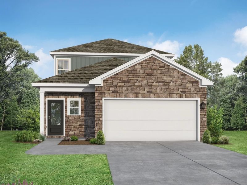 Front exterior of a new home in Liberty Estates, Cleveland, TX, highlighting curb appeal (Image 2).