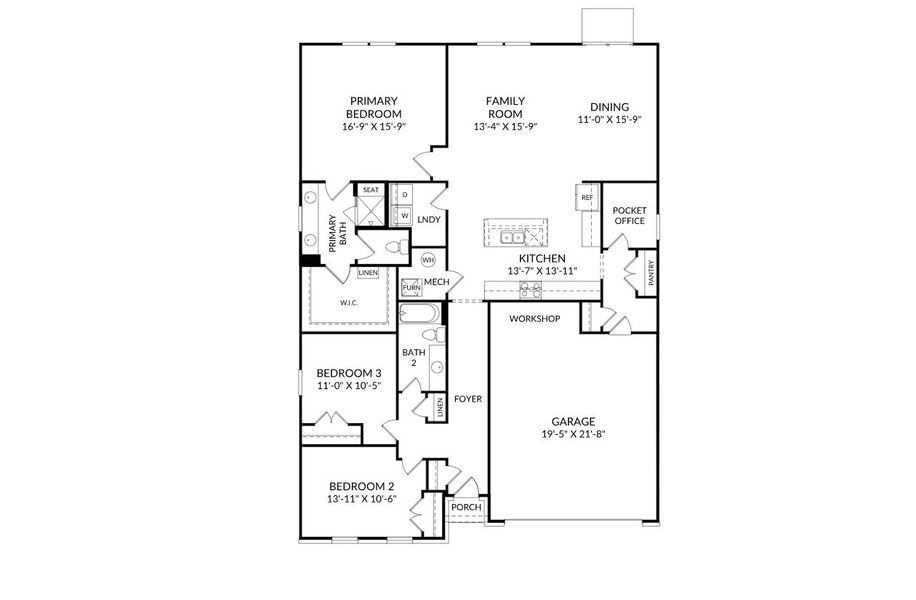2D floor plan layout for the The Easton by Stanley Martin Homes in River Oaks, Locust Grove, GA (Image 5).