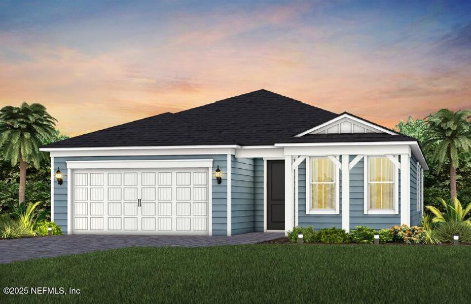 Front exterior of a new home in The Landings at Saint Johns, St. Johns, FL, highlighting curb appeal (Image 2). Front exterior of a new home in The Landings at Saint Johns, St. Johns, FL, highlighting curb appeal (Image 2).