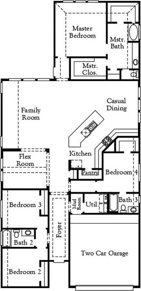 2D floor plan layout of this home in The Meadows at Imperial Oaks, Conroe, TX (Image 3).