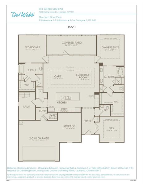 2D floor plan layout of this home in Del Webb Fulshear, Fulshear, TX (Image 2).