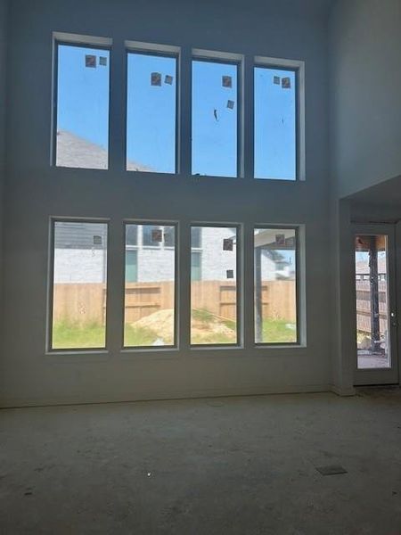 Family room windows offer lots of natural light and a great view of the backyard. Family room windows offer lots of natural light and a great view of the backyard.