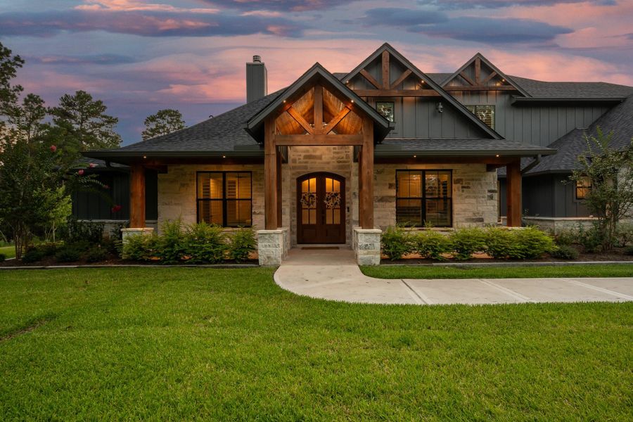 Front exterior of a new home in , Montgomery, TX, highlighting curb appeal (Image 20). Front exterior of a new home in , Montgomery, TX, highlighting curb appeal (Image 20).