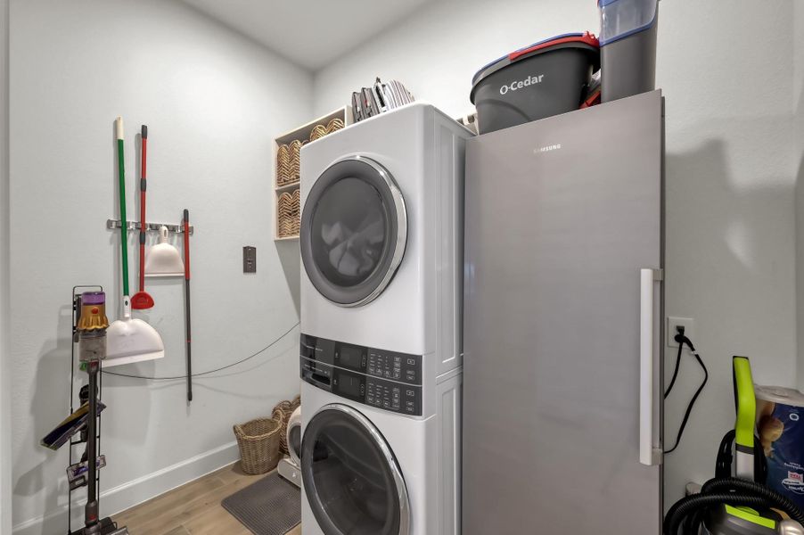 Laundry room with built-in shelving—keeping things organized and easy! Laundry room with built-in shelving—keeping things organized and easy!