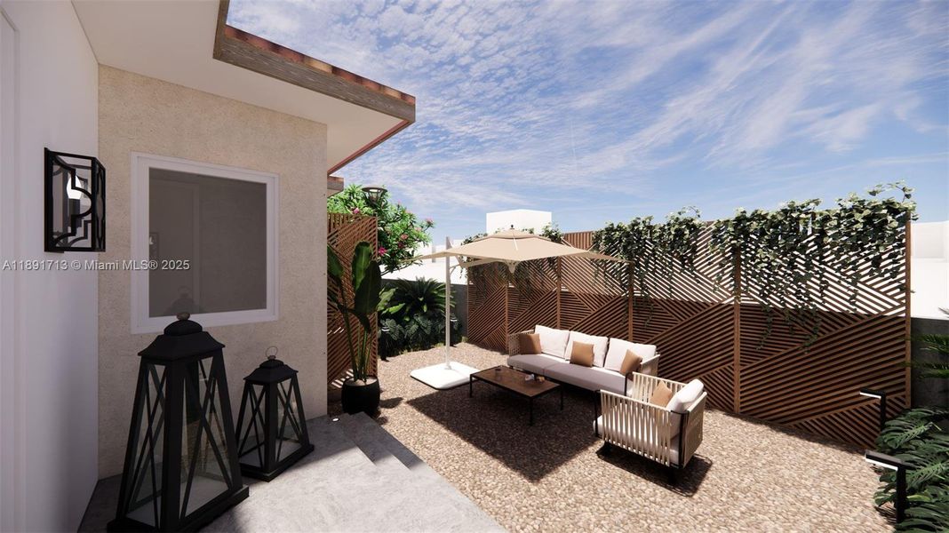 Exterior details and patio area of a home in , Miami Shores (Image 19). Exterior details and patio area of a home in , Miami Shores (Image 19).