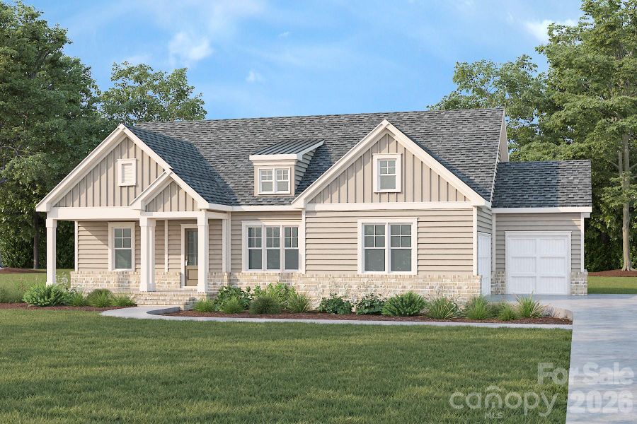 Front exterior of a new home in , Troutman, NC, highlighting curb appeal (Image 1). Front exterior of a new home in , Troutman, NC, highlighting curb appeal (Image 1).