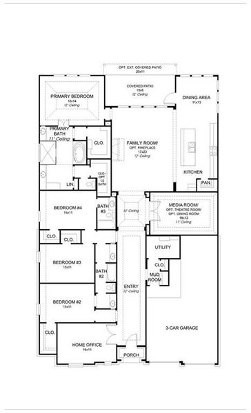 2D floor plan layout of this home in Hillstead 60', Lavon, TX (Image 2). 2D floor plan layout of this home in Hillstead 60', Lavon, TX (Image 2).