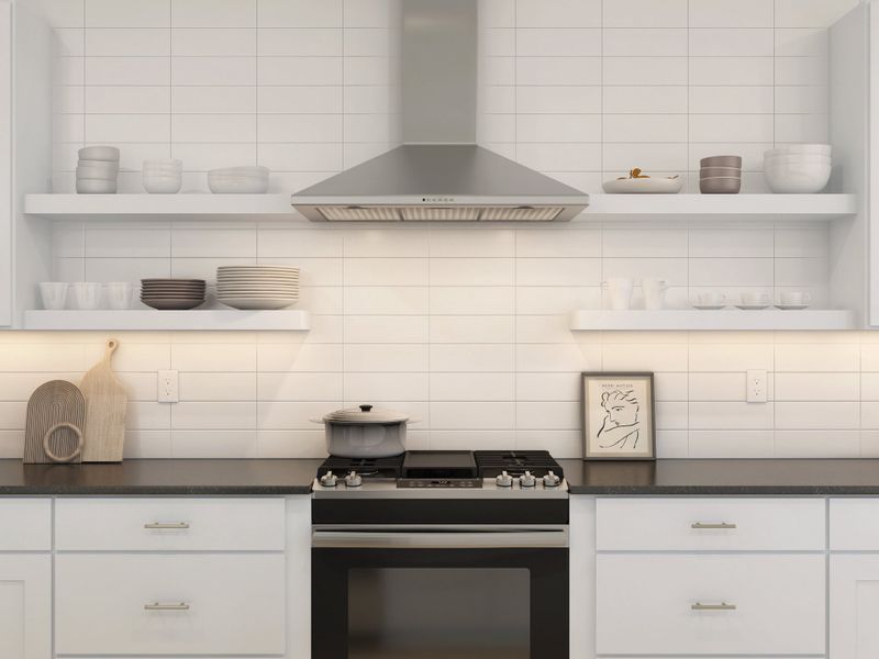 Kitchen with subway tile backsplash