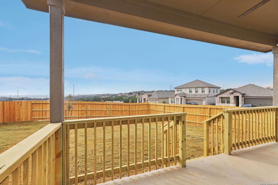 Exterior details and patio area of a home in Lark Canyon, New Braunfels (Image 3).