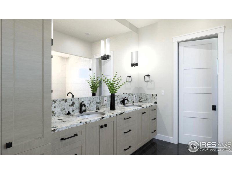 Master vanities with full height mirror