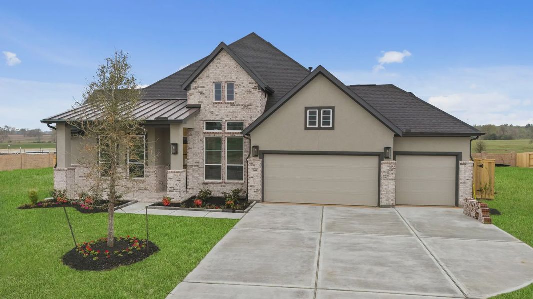 Representative exterior photo of a completed home built from the Brentwood by Chesmar Homes in Briarley, Montgomery, TX (Image 22). Representative exterior photo of a completed home built from the Brentwood by Chesmar Homes in Briarley, Montgomery, TX (Image 22).