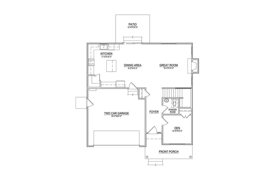 2D floor plan layout of this home in Arbor Hills South II, Greenville, NC (Image 4).