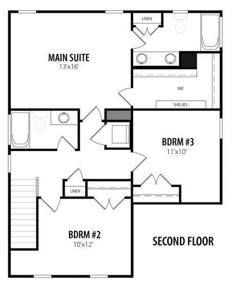 2D floor plan layout for the Sequoia II by RiverWILD Homes in Harvest Meadows, Zebulon, NC (Image 5). 2D floor plan layout for the Sequoia II by RiverWILD Homes in Harvest Meadows, Zebulon, NC (Image 5).