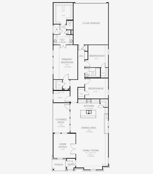 2D floor plan layout for the 1957W by Perry Homes in Bridgeland Central 40', Cypress, TX (Image 3). 2D floor plan layout for the 1957W by Perry Homes in Bridgeland Central 40', Cypress, TX (Image 3).