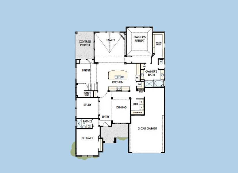 2D floor plan layout for the The Connolly by David Weekley Homes in Prairieland Village 60' Homesites, Cypress, TX (Image 3).