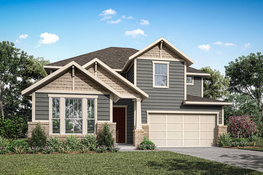 Representative exterior photo of a completed home built from the Evelyn by Tri Pointe Homes in The Meadows, Denton, TX (Image 19). Representative exterior photo of a completed home built from the Evelyn by Tri Pointe Homes in The Meadows, Denton, TX (Image 19).