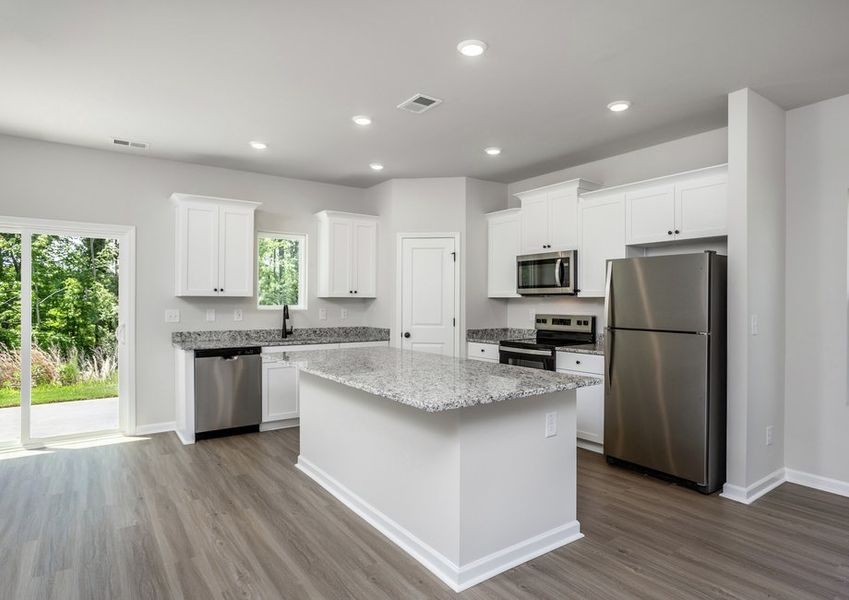 Spacious kitchen island. Spacious kitchen island.