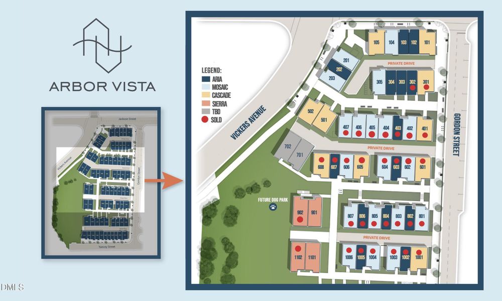 Arbor Vista Site Map - Zoomed In Map- De