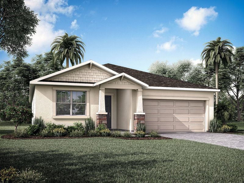 Representative exterior photo of a completed home built from the Caledon by Mattamy Homes in Lakeside At Satilla, St. Cloud, FL (Image 2). Representative exterior photo of a completed home built from the Caledon by Mattamy Homes in Lakeside At Satilla, St. Cloud, FL (Image 2).
