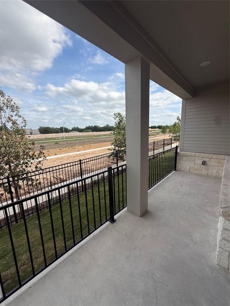 Exterior details and patio area of a home in Goodnight Ranch, Austin (Image 2).
