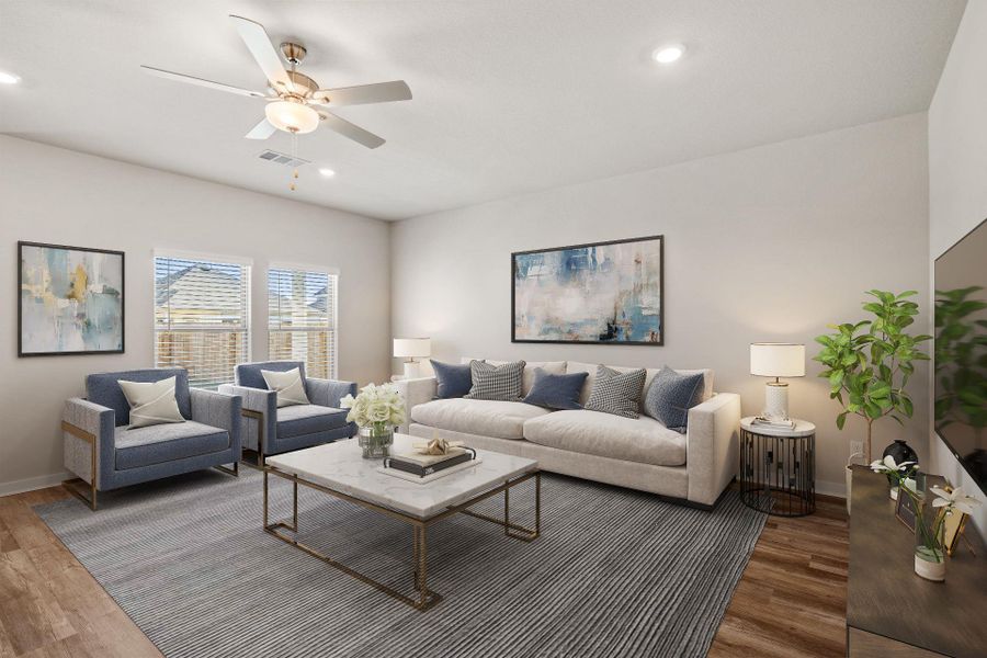 Open Concept Family Room - Virtually Staged