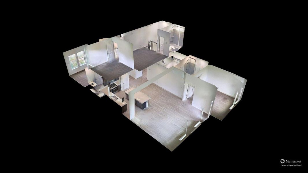 Explore this modern open-concept floor plan featuring spacious rooms and contemporary finishes, perfect for comfortable living and entertaining.