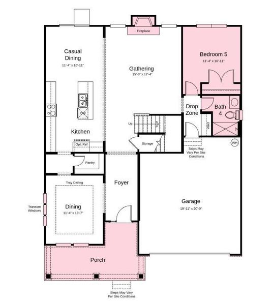 Structural options added include; Gourmet kitchen, bedroom and full bathroom in place of flex, tray ceilings at dining room, shower at bath 4, transom windows at dining room and loft area, tub at laundry, and fireplace.