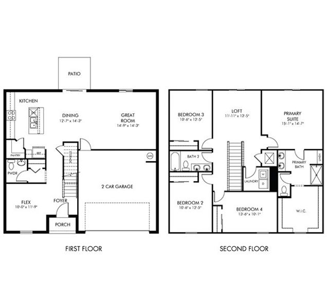 2D floor plan layout for the Marigold by Meritage Homes in Meritage Homes at Terra Lago - Classic Series, Indiantown, FL (Image 3).