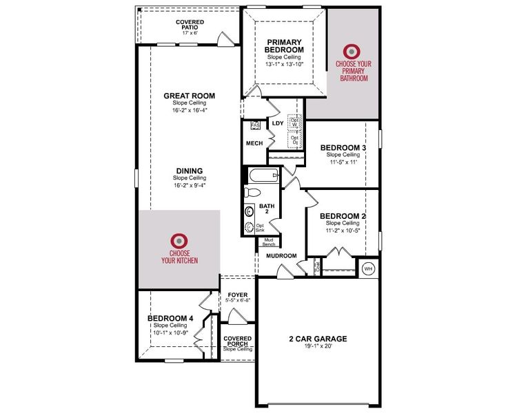 2D floor plan layout of this home in The Villages of Hurricane Creek, Anna, TX (Image 4).