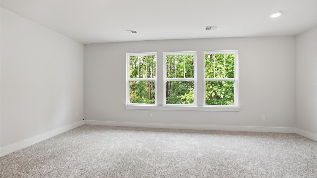 Serene and stylish primary bedroom featuring carpet flooring and a thoughtful, modern layout at the Anna's Pointe community