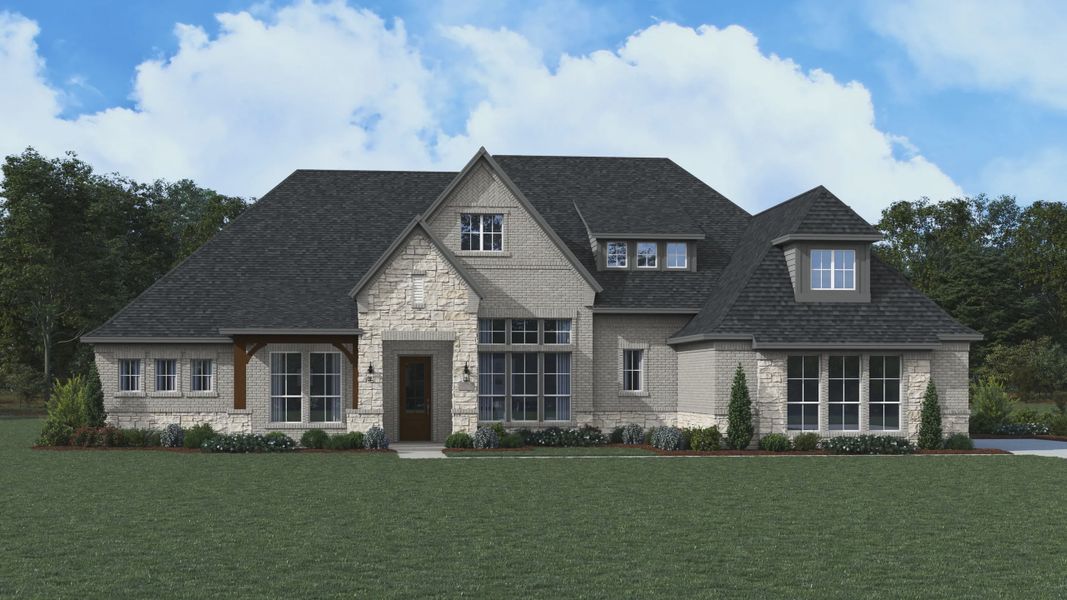 Representative exterior photo of a completed home built from the Juliet by Chesmar Homes in Homestead Estates, Sunnyvale, TX (Image 4).