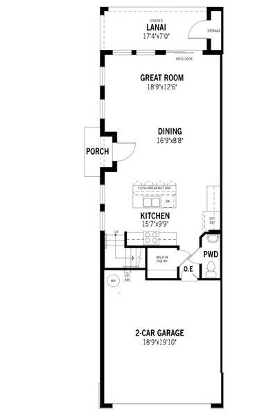 2D floor plan layout for the Seastone by Mattamy Homes in Crosswind Ranch, Parrish, FL (Image 6).