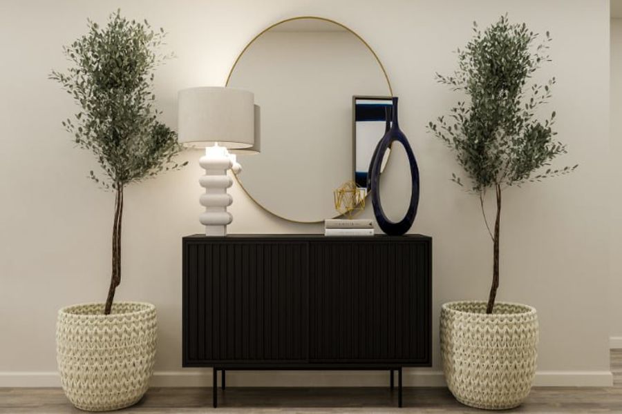 A black piano and a lamp. A black piano and a lamp.