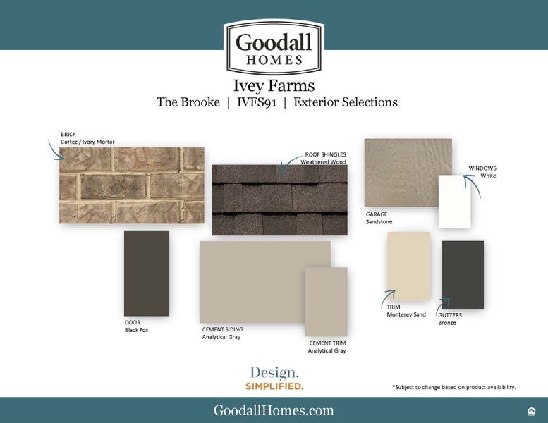 Sample of building materials used in homes in Ivey Farms, Farragut (Image 3). Sample of building materials used in homes in Ivey Farms, Farragut (Image 3).