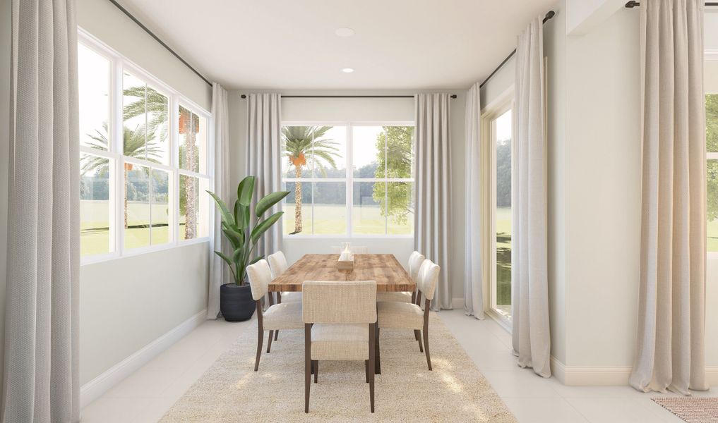 Lots of natural light in dining area