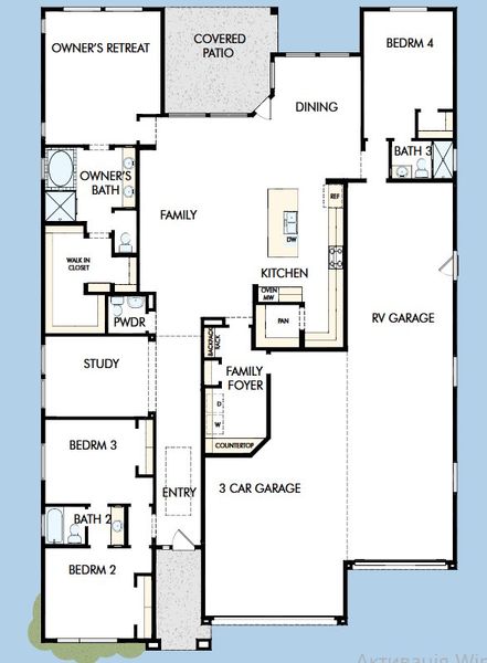 2D floor plan layout for the The Claret by David Weekley Homes in Tamber at Soleo, San Tan Valley, AZ (Image 3).