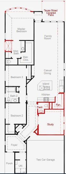 2D floor plan layout of this home in Two Step Farm, Montgomery, TX (Image 3).