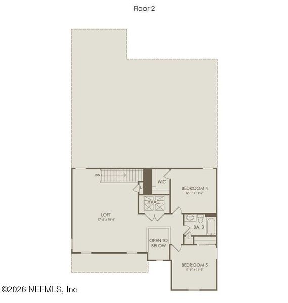 2D floor plan layout of this home in Westerly Park at Wildlight, Yulee, FL (Image 4).