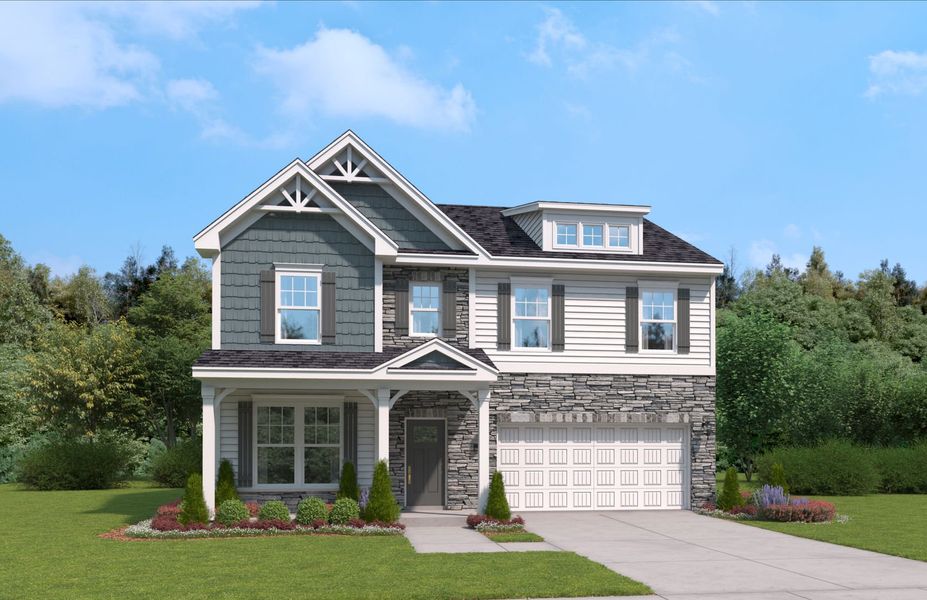 Representative exterior photo of a completed home built from the The Pinewood by Stanley Martin Homes in Zanes Creek, Inman, SC (Image 10).