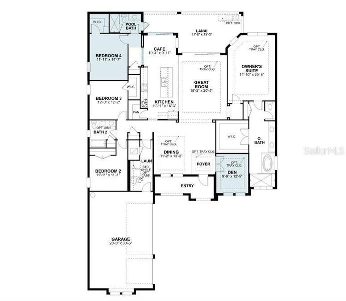 2D floor plan layout of this home in Palmera at Wellen Park, Venice, FL (Image 2).