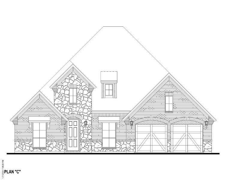 Plan 1629 Elevation C w/ Stone