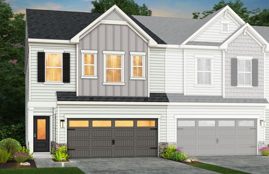 Front exterior of a new home in Galloway Towns, Charlotte, NC, highlighting curb appeal (Image 21).