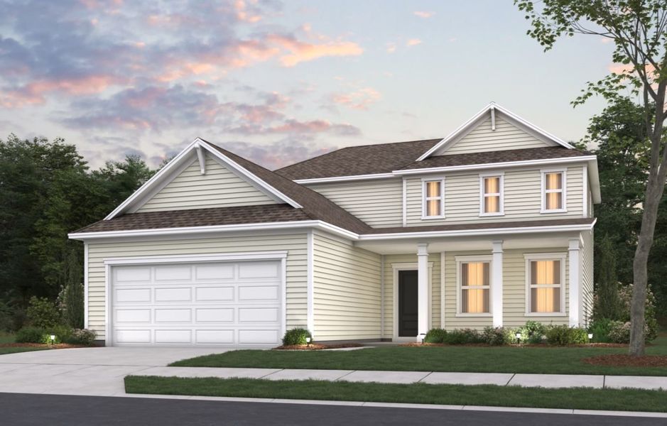 Front exterior of a new home in Monroe Preserve, Chapin, SC, highlighting curb appeal (Image 19).