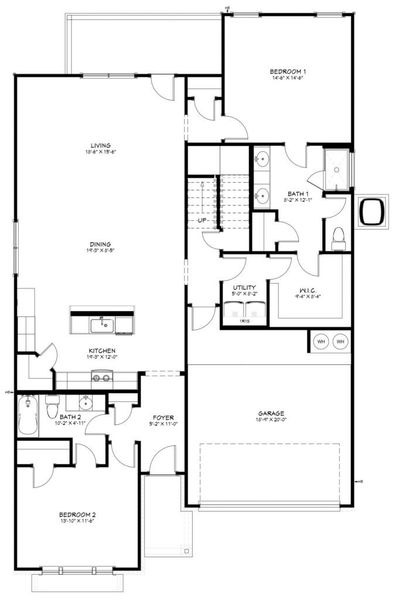 2D floor plan layout for the Sabana by Flintrock Builder in Rancho San Gabriel, Georgetown, TX (Image 3).