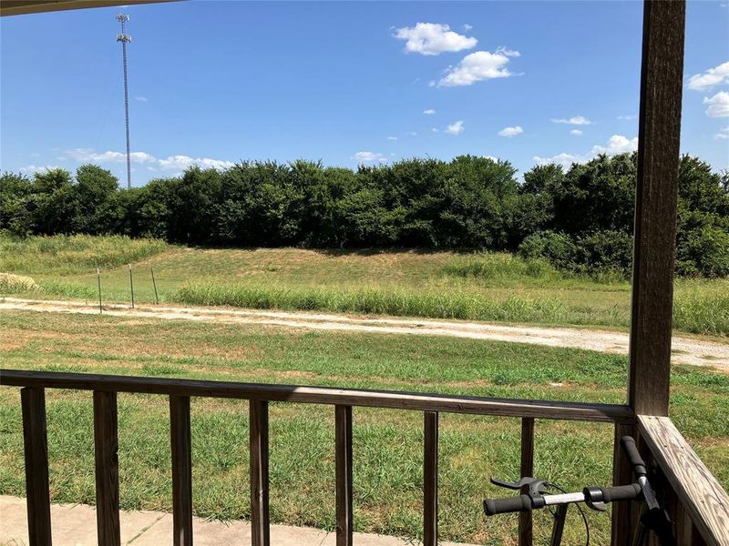 View of yard. Property extends into the tree line