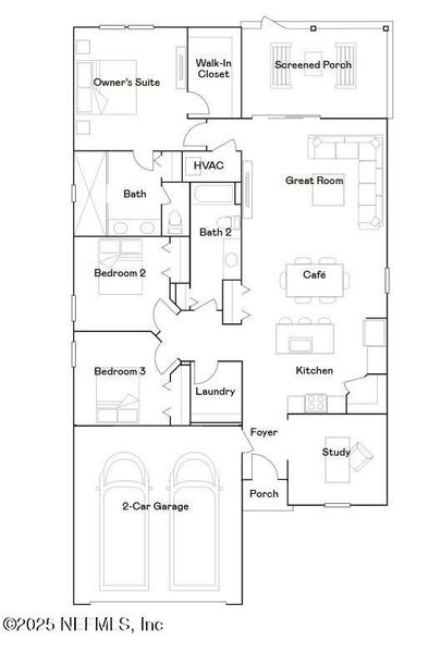 2D floor plan layout of this home in Saddle Oaks: Saddle Oaks 50s, Jacksonville, FL (Image 2).