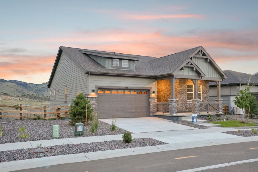 Front exterior of a new home in The Manors Collection at Golden Overlook, Lakewood, CO, highlighting curb appeal (Image 2). Front exterior of a new home in The Manors Collection at Golden Overlook, Lakewood, CO, highlighting curb appeal (Image 2).