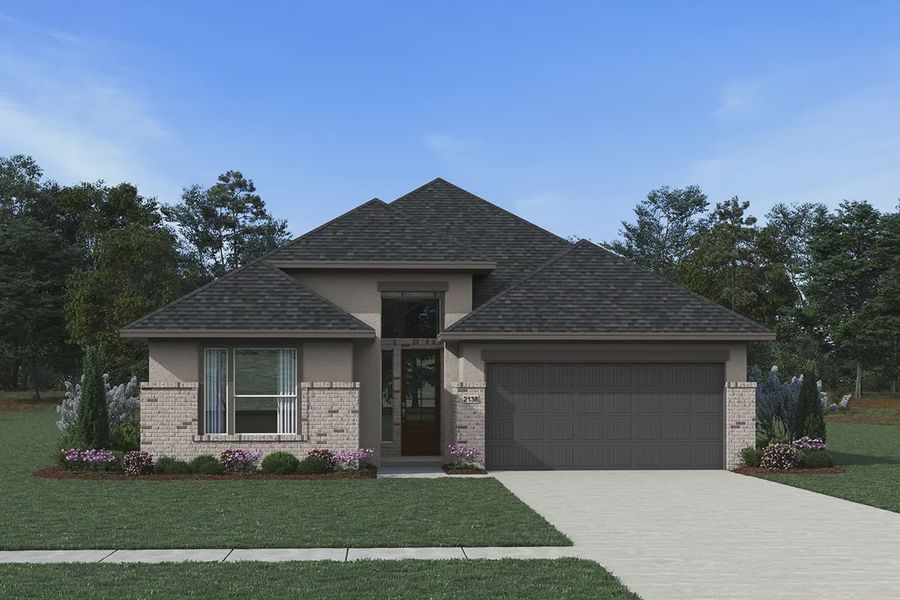 Representative exterior photo of a completed home built from the Brooks by Chesmar Homes in Kresston 50's, Montgomery, TX (Image 2). Representative exterior photo of a completed home built from the Brooks by Chesmar Homes in Kresston 50's, Montgomery, TX (Image 2).